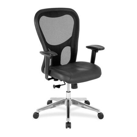 Sp Richards Lorell Mid-Back Executive Chair, 25"W x 23-5/8"D x 44"H, Black Leather Seat/Mesh Back LLR85036